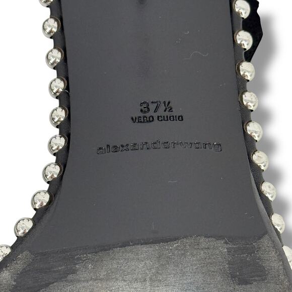 Alexander Wang Nova Kitten Low Heel Sandals Mens Sz 37.5 6.5 7 Black Studded - Picture 13 of 13